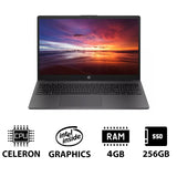 HP 250 G10 - 15.6" HD / Celeron / 4GB / 256GB (NVMe M.2 SSD) / DOS (Without OS) / 1YW / Dark Ash Silver - Laptop