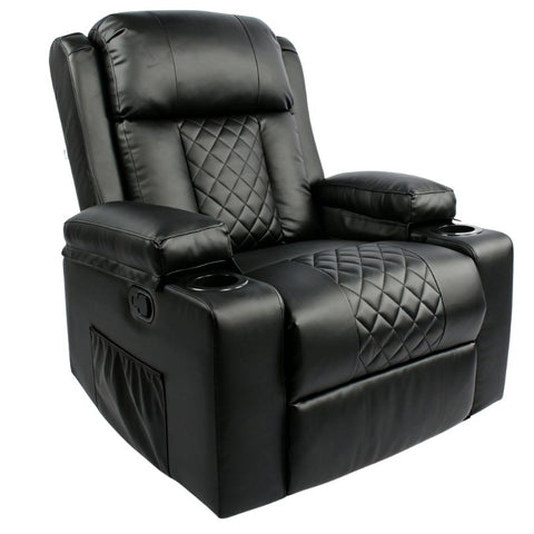 Black Bull Premium Sofa Swivel Rocker Recliner Size (H:107 W: 86 cm) โ PU Black (Free Delivery and Installation)
