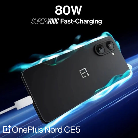 ون بلس نورد CE5 5G – شاشة AMOLED مقاس 6.77 بوصة بمعدل تحديث 120Hz، ذاكرة RAM بسعة 8GB، سعة تخزين 256GB، معالج Dimensity 8350، شحن سريع بقوة 80 واط