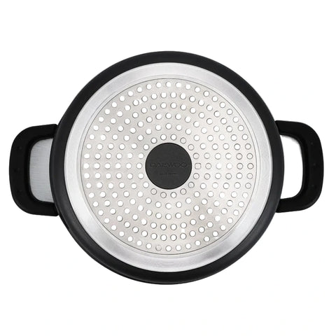 Pre-Order Daewoo AS Series Granite Cooking Set of 11 Pcs (32,28,24 cm Pot, 26 cm Pan, 20 cm Casserole) with 8 Pcs Silicone Pot Handle and Free Food Warmer 6 L