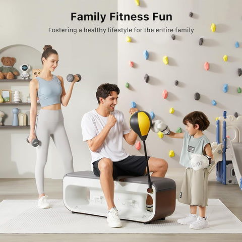 KINGSMITH Weight Bench with Cable System, Adjustable Workout Bench with Dumbbell Rack for Home Gym Strength Training