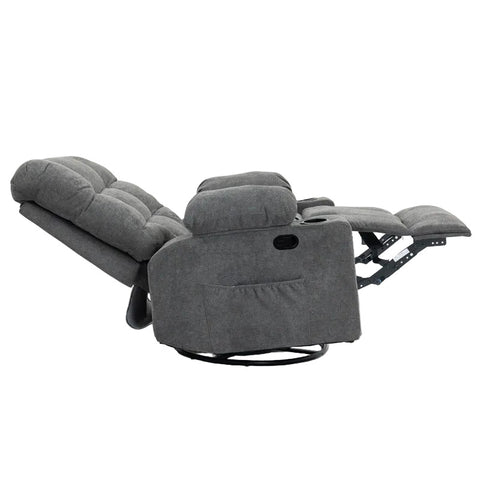 Black Bull Premium Sofa Swivel Rocker Recliner Size (H:101 W: 89.5 cm)- Fabric Dark Grey (Free Delivery and Installation)