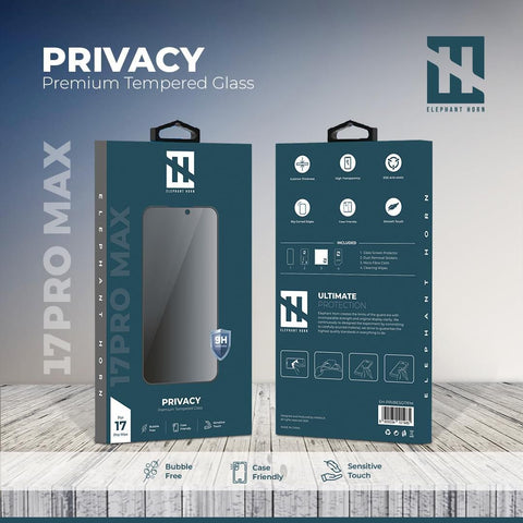 Elephant Horn, Privacy Tempered Glass, iPhone 17 Series, Screen Protector