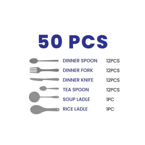 Arshia TM1401GS-3016, Premium Stainless Steel Cutlery Set – 50pcs