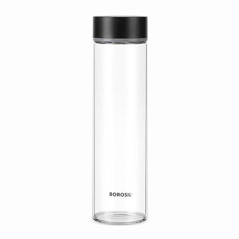 Borosil Neo 550ml Clear Borosilicate Glass Water Bottle, Scratch Resistant Airtight Leakproof Refrigerator Safe Dishwasher Safe Bottle for Water, Juice and Infused Drinks