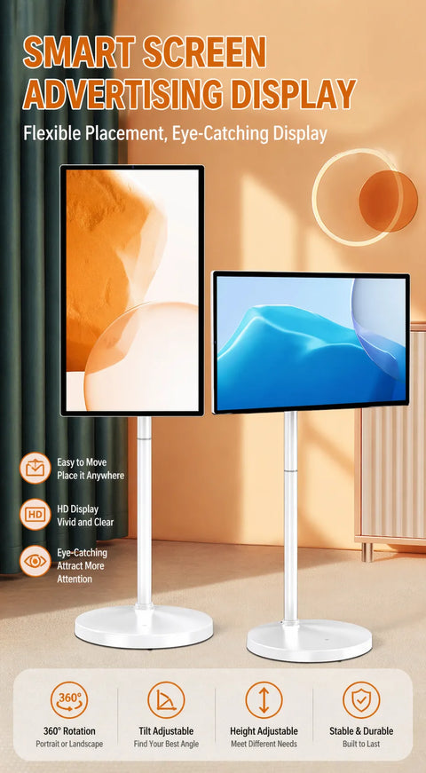 32-Inch Android 13 Smart Touch Display with SIM Support, Full HD IPS Screen, 4GB RAM, 128GB Storage & Rotating Stand