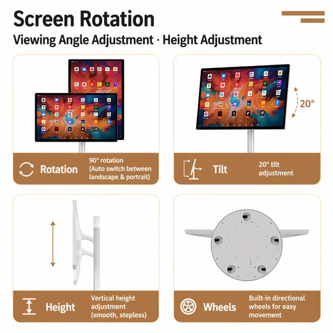 32-Inch Android 13 Smart Touch Display with SIM Support, Full HD IPS Screen, 4GB RAM, 128GB Storage & Rotating Stand