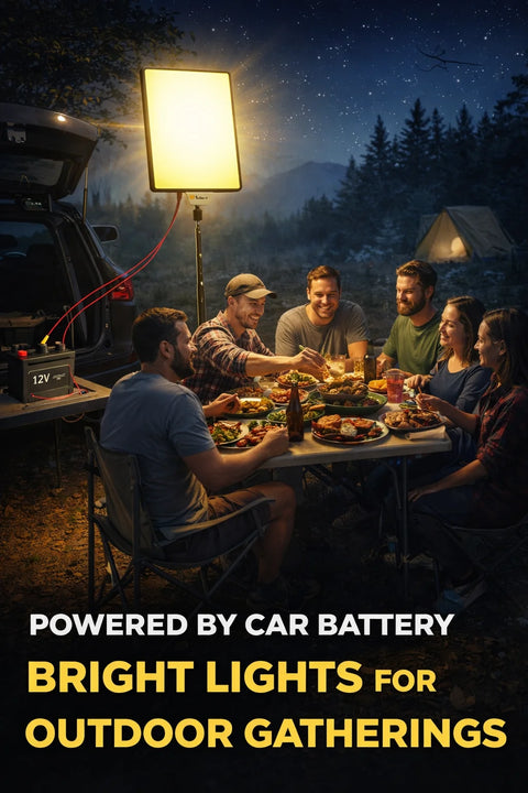 KKF 46W Telescopic LED Camping Light, 3.5m Adjustable Pole, 4500 Lumens, Remote Control & 8 Lighting Modes, 12V Car Battery Compatible for Outdoor Work, Camping & Emergency Lighting