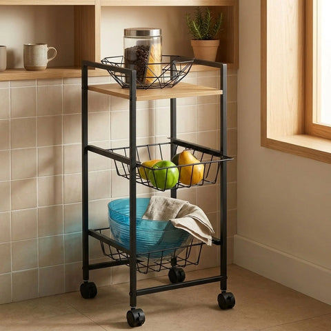 3-Tier Kitchen Organizer Cart with wheels (29 x 30 x 70 cm)