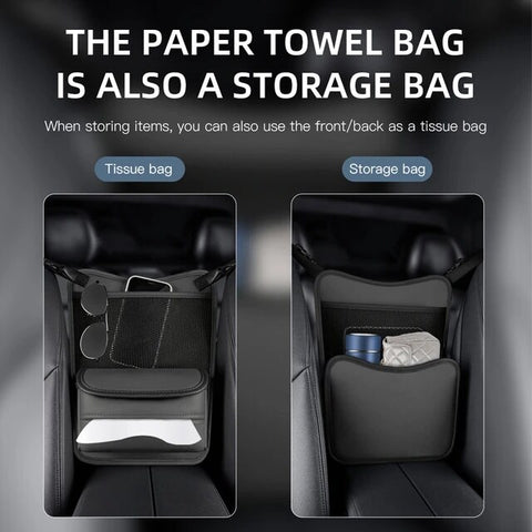 منظم مقعد السيارة بفتحات تخزين من جلد البولي يوريثان الفاخر وحقيبة تعليق