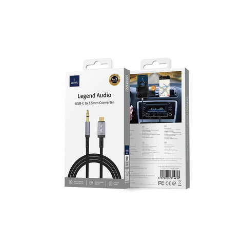 WiWU Legend USB-C to 3.5mm Audio Converter 1.5m – Hi-Fi DAC Lossless Sound Cable