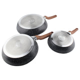 OSFE Premium 3-Piece Granite Non-Stick Fry Pan Set (20, 24, 28cm)