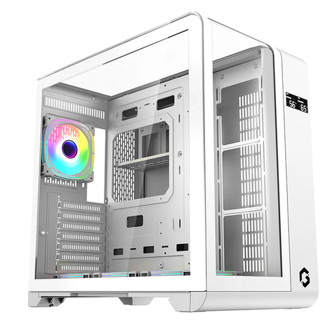 GAMEON Infinity Midnight Series ARGB Mid Tower Gaming Case - White (4 ARGB Fans Included)