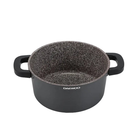 Pre-Order Daewoo AS Series Granite Cooking Set of 11 Pcs (32,28,24 cm Pot, 26 cm Pan, 20 cm Casserole) with 8 Pcs Silicone Pot Handle and Free Food Warmer 6 L