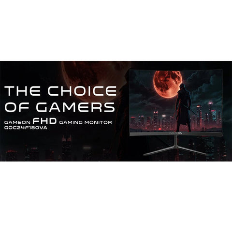 GAMEON GOC24F180VA 24" FHD, 180 Hz, MPRT 0.5 ms, HDMI 2.1, VA PANEL Curved Gaming Monitor(Support PS5)