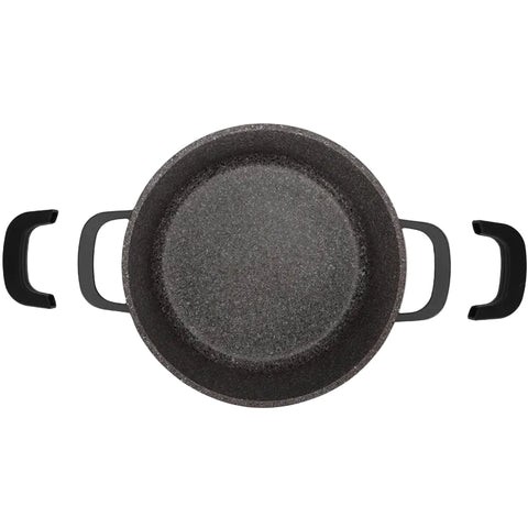 Pre-Order Daewoo AS Series Granite Cooking Set of 11 Pcs (32,28,24 cm Pot, 26 cm Pan, 20 cm Casserole) with 8 Pcs Silicone Pot Handle and Free Food Warmer 6 L