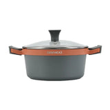 دايو طقم قدور جرانيت من سلسلة دايو H مكون من 9 قطع: قدر بأحجام 28، 24، 20 سم، ومقلاة بحجم 26 سم، بالإضافة إلى قطعتين من أدوات الطبخ