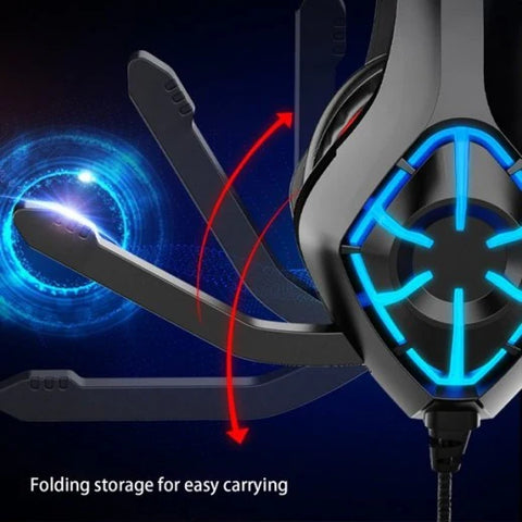 سماعة ألعاب MSL GS-1000 للكمبيوتر الشخصي مع ميكروفون وإضاءة LED وإلغاء الضوضاء والتحكم في مستوى الصوت لجهاز PS4 وPS5 والكمبيوتر المحمول وMac وXbox One الجديد (خط نقل متضمن)