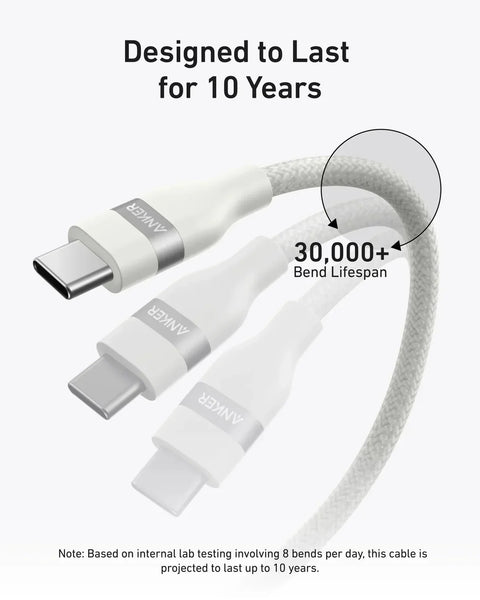 Anker USB-C to USB-C Cable 240W Upcycled-Braided 0.9m/3ft - Super Fast Eco-Friendly Charging