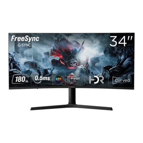 Rampage CYCLOPS CY34R180 34-Inch Curved Gaming Monitor 180Hz 0.5ms Fast VA HDR FreeSync RGB - Black