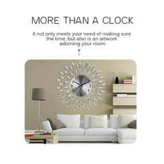 Modern Decorative Sunburst Wall Clock with Crystal Accents, Bold Numerals & Silent Quartz Sweep Movement