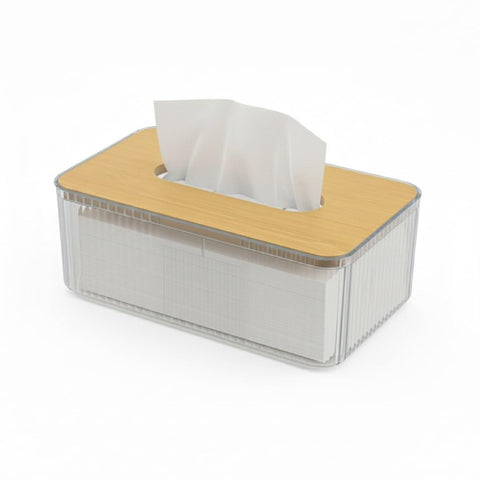 Vetra Acrylic Tissue Box Holder with Bamboo Lid | K2851