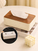 Reversible Tissue Box Holder with Wood & Leather Finish | K2850