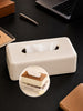 Reversible Tissue Box Holder with Wood & Leather Finish | K2850
