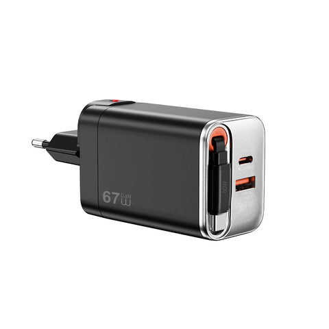 WiWU Helix Pro Wi-G027 67W GaN Fast Charger with Built-in USB-C Cable