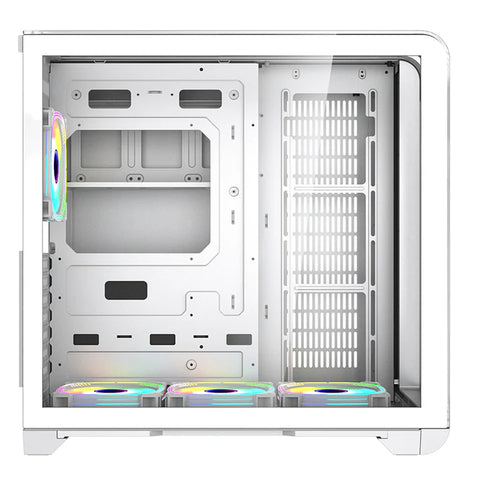 GAMEON Infinity Midnight Series ARGB Mid Tower Gaming Case - White (4 ARGB Fans Included)