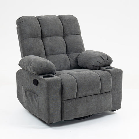 Black Bull Premium Sofa Swivel Rocker Recliner Size (H:101 W: 89.5 cm)- Fabric Dark Grey (Free Delivery and Installation)