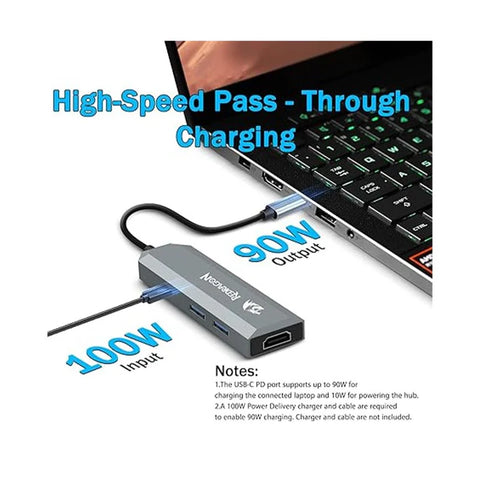 Redragon UCA 4-Port USB-C Hub - Black