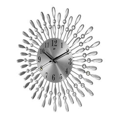 Modern Decorative Sunburst Wall Clock with Crystal Accents, Bold Numerals & Silent Quartz Sweep Movement