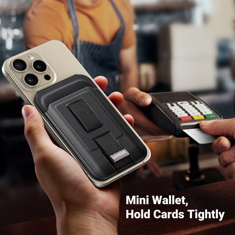 UGREEN 45166, Magnetic Wallet with Stand with Finger Loop Grip - Black