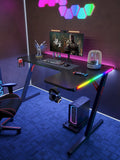 Gamax P201-RB RGB Carbon Fiber Gaming Table 140x100x74cm with Mousepad (L-Shape Right) - Black