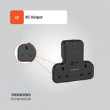Porodo Multi-Port Wall Socket - Black