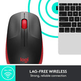 Logitech M190 Full-Size Wireless Optical Mouse – Red