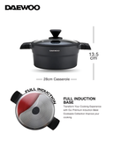 Daewoo Granite Casserole with Lid - 24 cm - Black