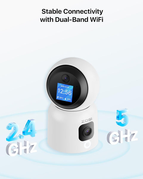 ZOSI INDOOR PT CAMERA WITH SCREEN,DUAL LENS 3MP+3MP
