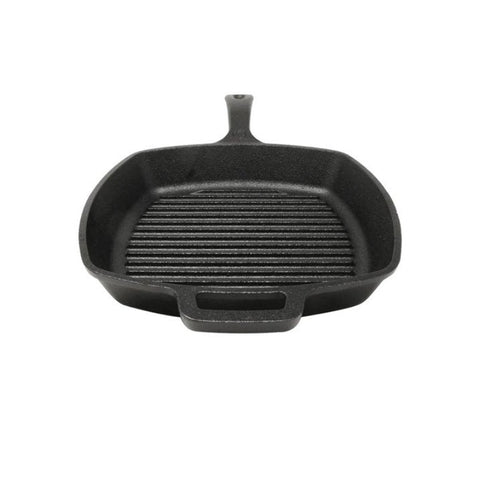 Westinghouse 10.5-Inch Pre-Seasoned Cast Iron Square Grill Pan – Black