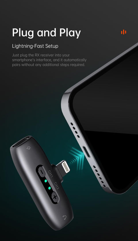 ميكروفون Hohem 1TX+1RX MIC-01 إصدار Lightning