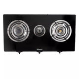 Wansa 3-N5-1608, 3-Burner Gas Stove – Black Glass Top, Auto Ignition, High-Efficiency Whirlwind Flame