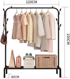 Cloth Rack K933, Stainless Steel Leaf Design - Black