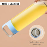 Borosil Borosilicate Glass Water Bottle with Leakproof Airtight Lid, Fridge Safe Wide Mouth Clear Bottle