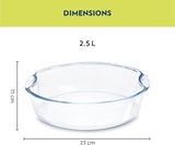 Borosil Round Glass Baking Dish – 2.5 L