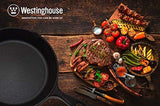 Westinghouse 30 cm Pre-Seasoned Cast Iron Skillet with Helper Handle and Pour Spouts – Black