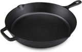 Westinghouse 30 cm Pre-Seasoned Cast Iron Skillet with Helper Handle and Pour Spouts – Black