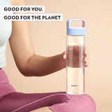Borosil Borosilicate Glass Water Bottle with Leakproof Airtight Lid, Fridge Safe Wide Mouth Clear Bottle