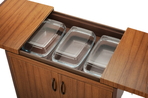 Wansa 3DTSLLB, Food Warmer Trolley with Teak Finish – 360W