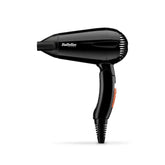 Babyliss Dc Dryer 2000W Black Travel Dual Voltage Fast Drying 2 Heat/ Speed Settings Nozzle Folding Handle Light